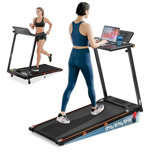 Image of Walking Pad Treadmill with Incline, 3 in 1 Under Desk Portable Folding Treadmill for Home /Office,3.0HP Small Walking Pad with Removable Desk Workstation & Handle 300 Lbs Capacity, 0.6-8.0MPH