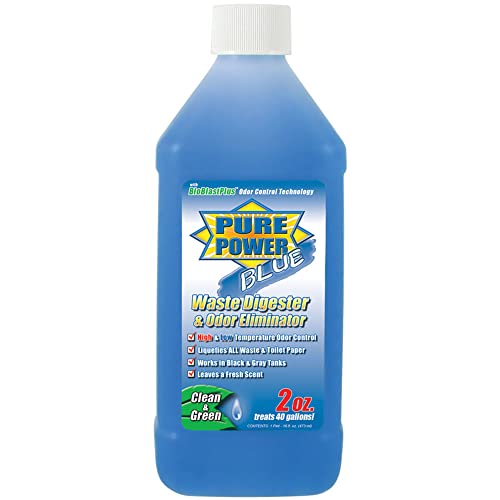 Image of Valterra V23001 'Pure Power Blue' Waste Digester and Odor Eliminator - 16 oz. Bottle | For RV sewer holding tank care, made in the United States