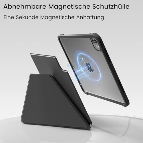 Magnetyczne etui do iPad Pro 11 4./ 3./ 2. generacji 2022/2021/2020 z uchwytem na długopis, konstrukcja magnesu 3 w 1, zdejmowany magnetyczny tył, stabilna rama PC, wielokąt, automatyczne uśpienie
