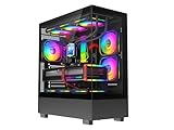ASC Gaming PC Tower, AMD Ryzen 5 5500, 16GB RAM, 1TB+256GB SSD, RTX4060 8GB Graphics, Windows 11, Black RGB 9 Fan Glass Gaming Case
