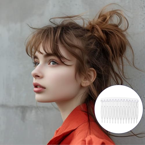 Pente lateral de cabelo de plástico, 20 peças de pentes de cabelo com dentes claros, pente lateral p