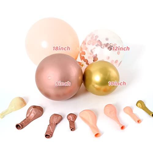image for RUBFAC 143pcs Rose Gold Balloon Arch Kit Nude Pastel Pink Rose Gold Co