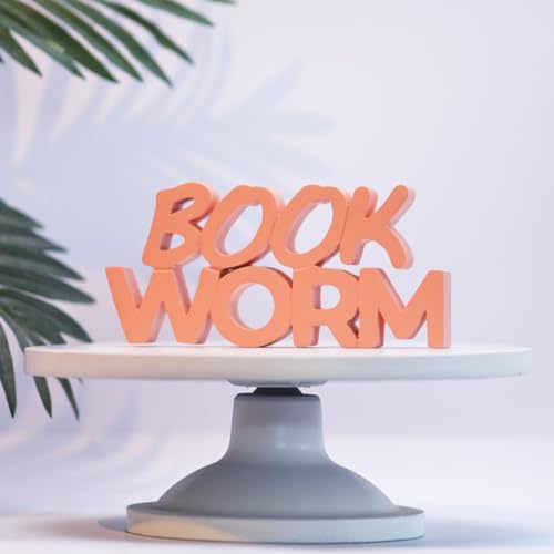 Image of NUKKAD TALES Book Worm Pink Showpiece Home Decor Items Decorative Items for Study Table for Students Book Shelf Birthday Gift Items Gift for Book Lovers (8 X 3.77 inch)