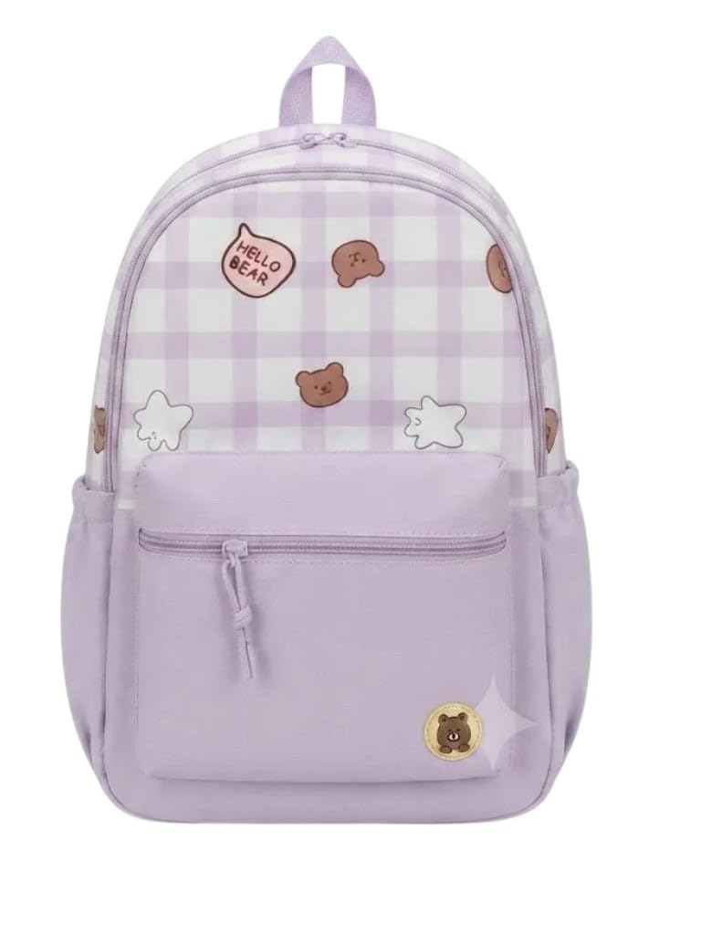 Purple Kawaii Backpack 4Pcs Set for Girls & Women – Cute Aesthetic Korean School Bookbag with Matching Tote, Pouch & Pencil Case – Large Capacity Laptop Bag for College & Travel-image-36