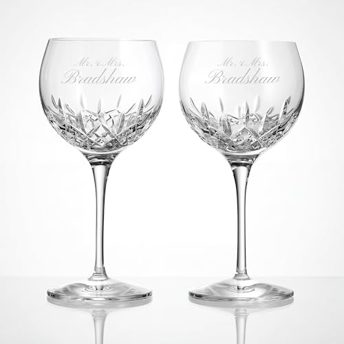 Waterford Engraved Lismore Essence Balloon Wine Glasses, 17oz, Set of 2