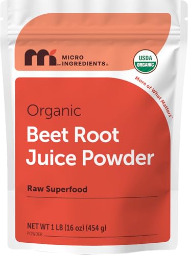 Micro Ingredients Organic Beet Root Juice Powder 1 Pound | Water Soluble Raw Beet Supplement | Powder Drink Mix for Smoothies & Recipes | Non-GMO Vegan Friendly Plant Based