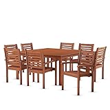 Amazonia Milano 9-Piece Eucalyptus Wood Square Patio Dining Set