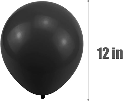 Miniatura 2 de Globos negros, globos de látex de 12 pulgadas, decoración de feliz cumpleaños, boda, graduación, baby shower, fiesta, 100 unidades (negro)