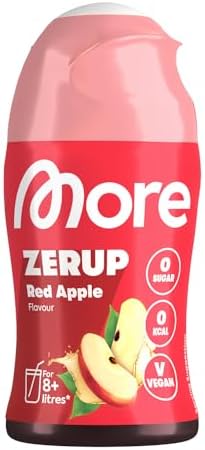 MORE Zerup, Red Apple, 65 ml, für bis zu 8 l Fertiggetränk | Zuckerfreier Sirup mit u.a. echten Fruchtextrakten, vegan, zero Kalorien - made in Germany