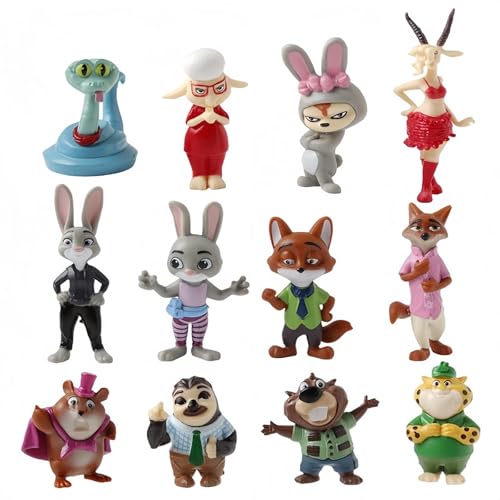 12Pcs Zootopia2 Figures Set Table Decorations Figurines Birthday Party Decorations Car Desktop Room Decor