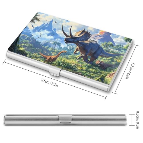 Triceratops Dinosaur Ancient Jungle Business Card Holder Slim Credit Case Pocket Name Case Wallet for Men Women2