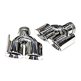 Compatible For Range Rover 2014 To 2017 Sport Exhaust Upgrade SVR Round Mouth Black Quad Out 101mm Stainless Steel Muffler Tip Nozzle(Silver)