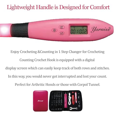 Yarniss 17 Size Counting Crochet Hooks Set, Light Up Crochet Hooks for Stitch & Row Counter by Yarniss - Image 4