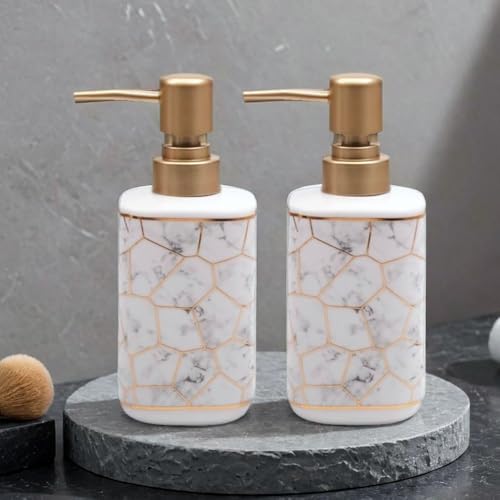 Image of Store2508 Ceramic Liquid Handwash Soap Dispenser Pump for Bathroom /Kitchen - 250ml (2 Pcs White)