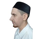 TheKufi Black Rigid Velvet Kufi Hat Turkish Chechen Style Takke Prayer Cap (XXL -24