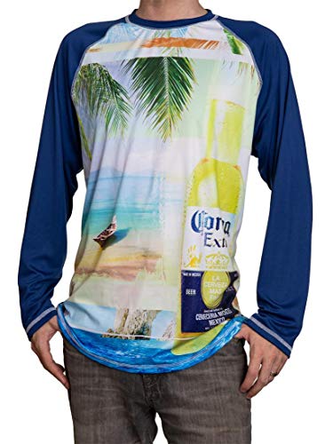 Corona Extra Men's Long Sleeve Rash Guard (Beach Bottle, Small)