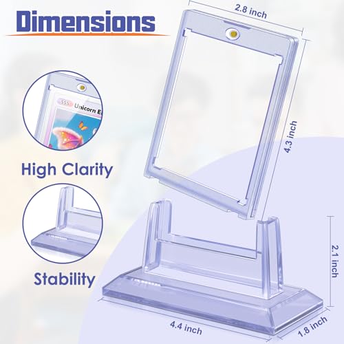 4Pcs Magnetic Card Holders for Trading Card, Baseball Card Protectors with 4 Stands, 35pt Acrylic Hard Card Sleeves Case for Sports Cards, Game Cards, Standard Cards Storage and Display by Kitoyz - Image 2