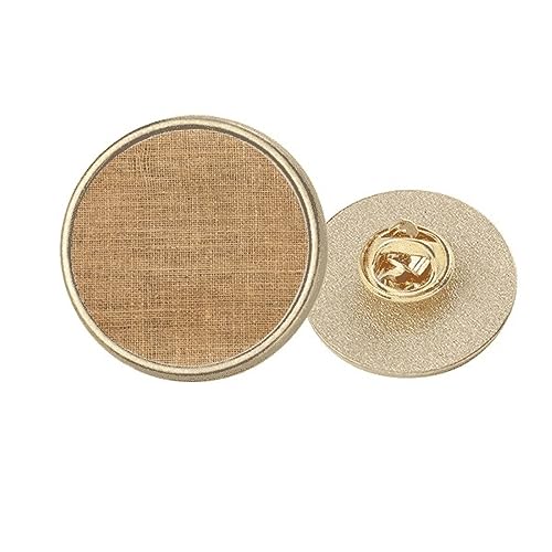 Broche kaki ronde métal doré taille M : bijou de vêtement tendance pour femme