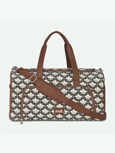 Image of Zouk Weekender Duffle Bag | Perfect 3 Day Trip Duffle for 10 Clothes | Lightweight Foldable Cabin Bag for Men & Women | Full Access Opening, Shoe Pocket & Trolley Sleeve | BidriKaiser
