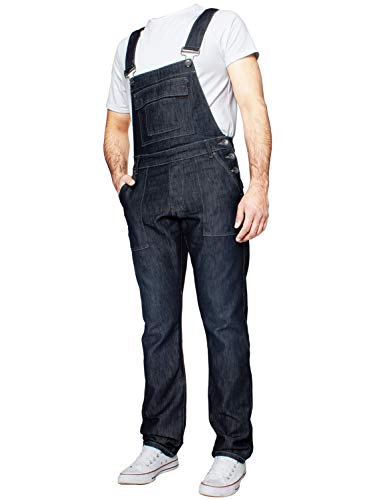989Zé ENZO Mens Denim Blue Dungarees Work Fashion Dungaree Casual Overalls Jeans 30-50 Waist Sizes (34 Dark Blue)