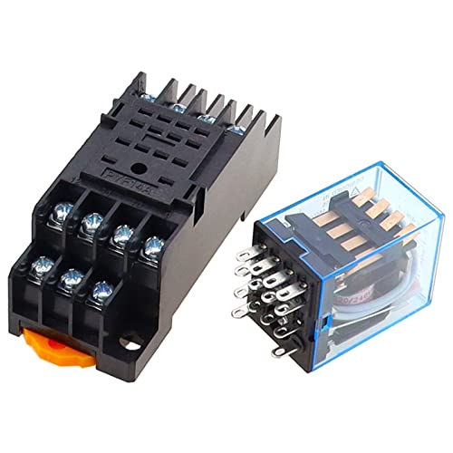 Relé de potencia de 14 pines MY4 con base conmutador de cuatro contactos 380V AC