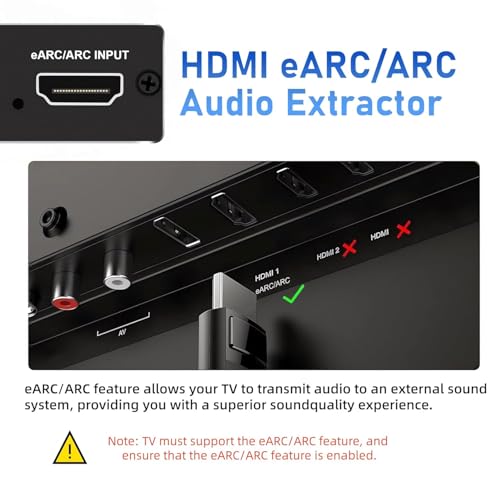 Image of HDMI eARC /ARC Audio Extractor, HDMI(ARC) to Toslink + Coaxial + 3.5mm Converter Out,HDTV Audio Converter Adapter Audio Splitter Support Dolby@5.1, DTS@5.1, Dolby AC3,DSD,PCM,LPCM