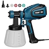 VONFORN Paint Sprayer, 700W HVLP Spray Gun with Cleaning & Blowing Joints, 4 Nozzles and 3 Patterns,