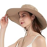 Super Wide Brim Sun Hat-UPF50+ Waterproof Bucket Hat for Fishing, Hiking, Camping (U044 Beige)