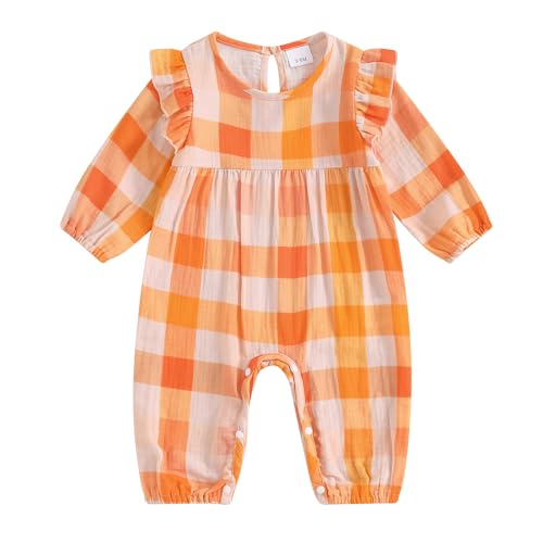 Image of BemeyourBBs Newborn Infant Baby Girl Romper Ruffle Long Sleeve Jumpsuit Cute One Piece Outfit Fall Spring Clothes