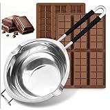 WIIYENA Doppelkesseltopf aus Edelstahl mit lebensmittelechtem Silikon, Schokoladenformen-Set, 1200 ml