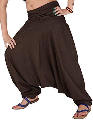 SNS Pure Cotton Harem Pant Indian Trouser Yoga Pant Coffee-Brown