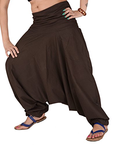 Sns Pure Cotton Harem Pant Indian Trouser Yoga Pant Coffee-Brown #TOP12