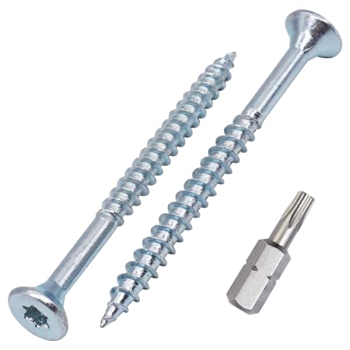 SKIR'CO (60 uds) Tornillos para madera de acero galvanizado, 5,0 x 60 mm, Torx de cabeza avellanada, tornillos para aglomerado, parcialmente roscados