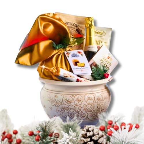 Cesti natalizi alimentari gastronomico - 7 pz. Centro Tavola lavorato a Mano raffinato Made in Italy