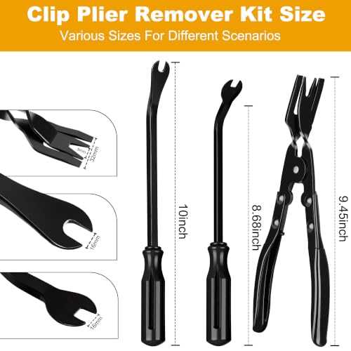 Image of 8 Pcs Auto Trim Removal Tool Kit with Non-Scratch Plastic Pry Tool and Fastener Clip Pliers,Door Panel Removal Tool for Car Interior - Fastener, Clip, Door Panel, Molding, and Dashboard Black