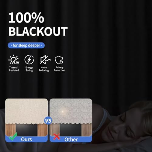 YoungsTex Beige Blackout Curtains for Window - Bedroom Curtains 84 Inches Long Thermal Insulated Linen Texture Grommet Drapes for Living Room, 2 Panels, 52x84 Inch by YoungsTex - Image 3