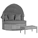 Produktbild vidaXL Garten Lounge Set mit Polstern Kissen Sonnendach 3-TLG. Sonneninsel Sonnenliege Gartenliege Liege Sitzgarnitur Gartenmöbel Poly Rattan Grau