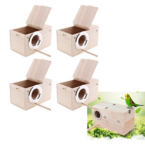 Homozy 217D634ADE9748B45E8DCFFD4C918094 4Pcs Pet Bird Wood Breeding Box Parakeet Budgie Cockatiel Breeding Nesting Bird Aviary Cage Box thumb #8