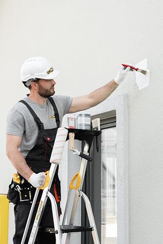 DRABEST Leiter PRO Serie Alu Klaptritt 4 Stufen Klappbare Leiter mit Sicherheits Handläufen bis 150 kg belastbar