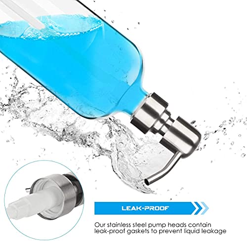 Arktek 2 Pack Glass Soap Dispenser - Clear Dish Soap Dispenser For Kitchen, Refillable Liquid Hand Soap Dispenser With Rust Proof Stainless Steel Pump For Bathroom, Countertop, Sliver Pump,17Oz/ 500Ml #TOP2