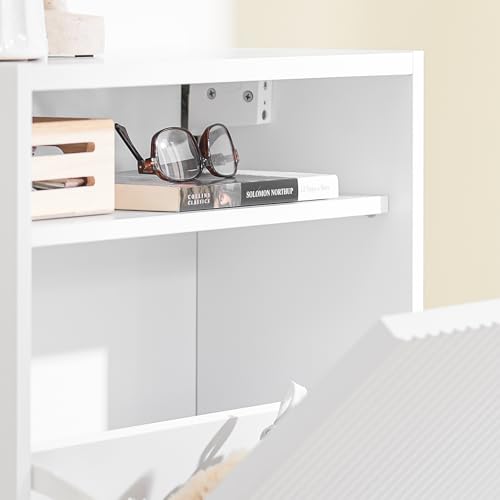 SoBuy FSR177-W wąska szafka na buty z 2 klapkami, oszczędzająca miejsce szafka uchylna, wysoka komoda, regał na buty, do przedpokoju, korytarza, 50 x 90 x 19 cm, kolor biały