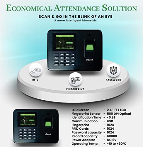 Image of Syrotech Standalone Biometric Fingerprint Attendance Machine, TCP /IP USB Communication, Password and RFID Card Scanner (SY-7)