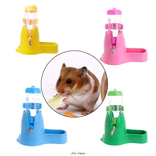Hamster Water Bottle Holder 80ML Dispenser With Base Hut Small Pet Nest Accessories Automatic Water Device Water dispenser automatic pet bottle for hamsters, rats, guinea pigs, white rabbits (pink) - Image 2