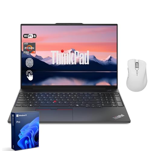 Image of Lenovo ThinkPad E16, 16 inch FHD+ Touchscreen, AMD Ryzen 7 7735U, 64GB DDR5, 1TB SSD, HDMI, Fingerprint, Backlit KB, Webcam, Type-C, Wi-Fi 6, Windows 11 Pro, Black, Laptop for Business & Home, w /Bundle