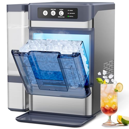 Ice Makers Countertop, 42Lbs/24H Nugget Ice Maker with 0.8 Gallon Water Tank, Ice Ready in 5min...