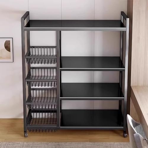 Scaffale in metallo con ruote, carrello multiuso regolabile in altezza, organizer resistente per garage e cucina, ripiani mobili