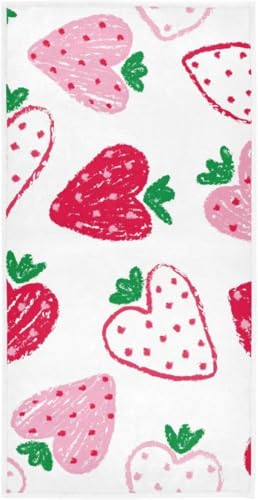 フェイスタオル バスタオル 綿 速乾 薄手 イチゴ いちご 苺 ハート かわいい 大判 タオル 部屋干し 柔らかく 肌に優しい 四季通用 家庭用 ホテル 業務用