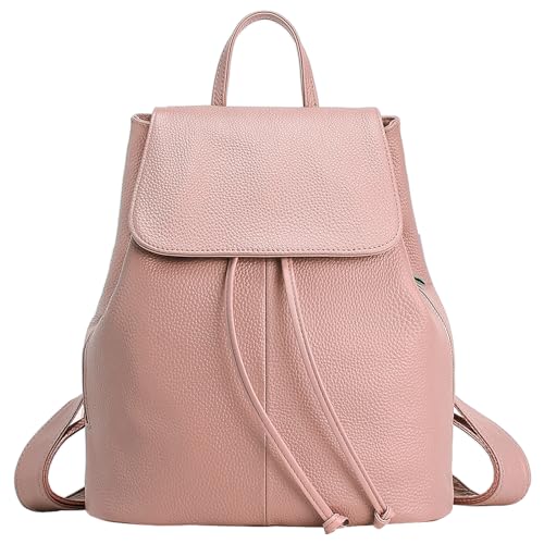Image of BOYATU Women's Full-Grain Leather Backpack Purse, Minimal Structured Design, Work Commuter & City Travel, Compact Everyday Essentials, Fashion RFID Pocket Bag ((Pink)