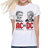 Nikola Tesla vs Thomas Edison - War of The Currents Women's T-Shirt Medium White