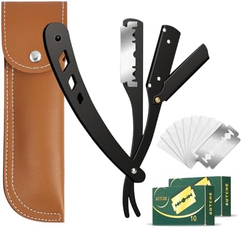 Navaja Afeitar Profesional Para Hombre Kit Barba Clásico 20 Cuchi...